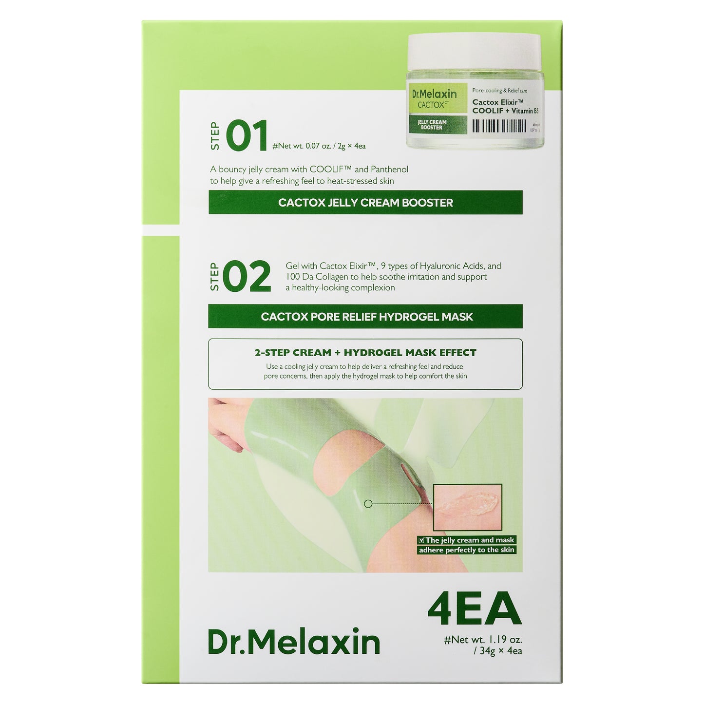 Dr.Melaxin Cactox Pore Relief Jelly Cream Hydrogel Mask 2G+34G*4Ea