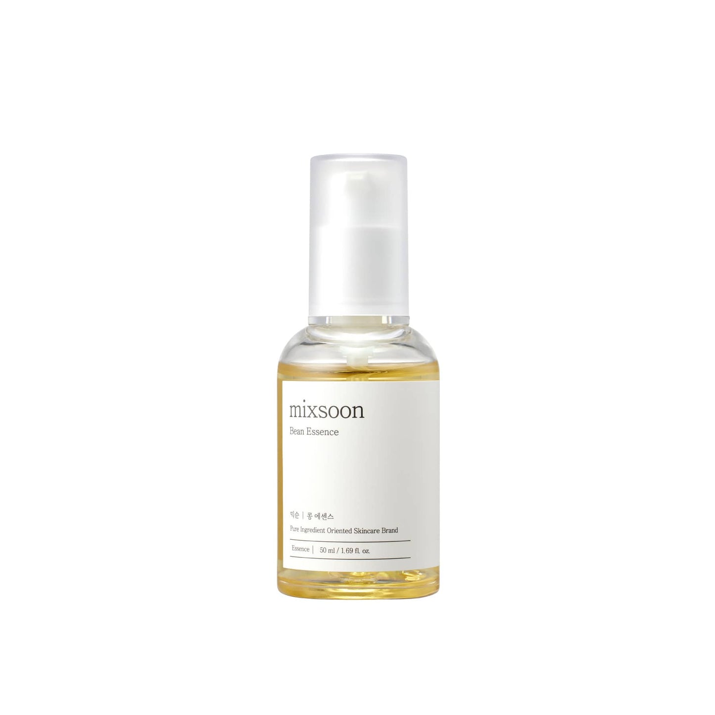 A bottle of MIXSOON Bean Essence with a white cap on a plain background.