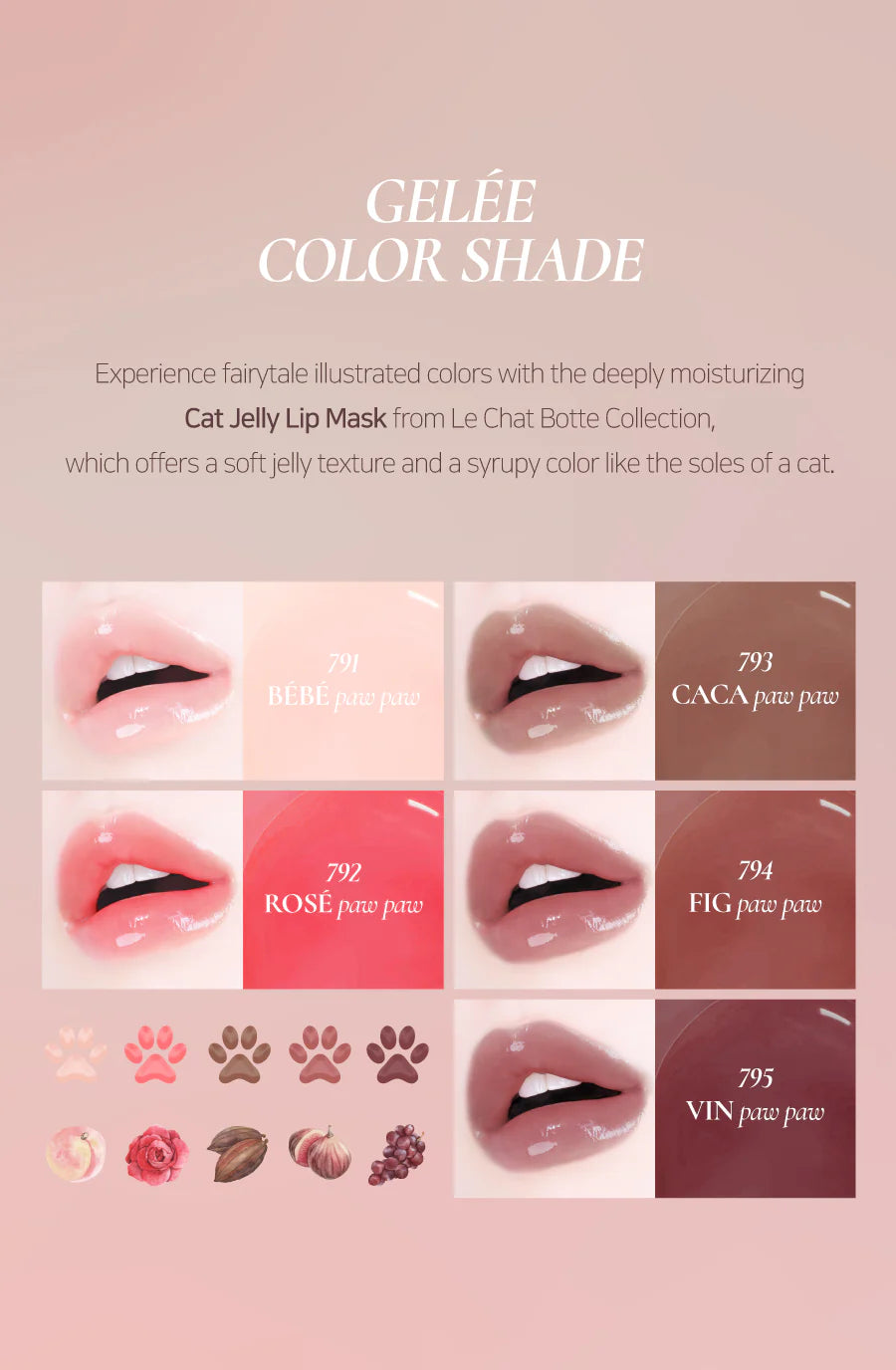 Dinto (Le Chat Botté Collection) Chubby Mocchi Jelly Paw Paw Lip Mask (5 Colors) 10g