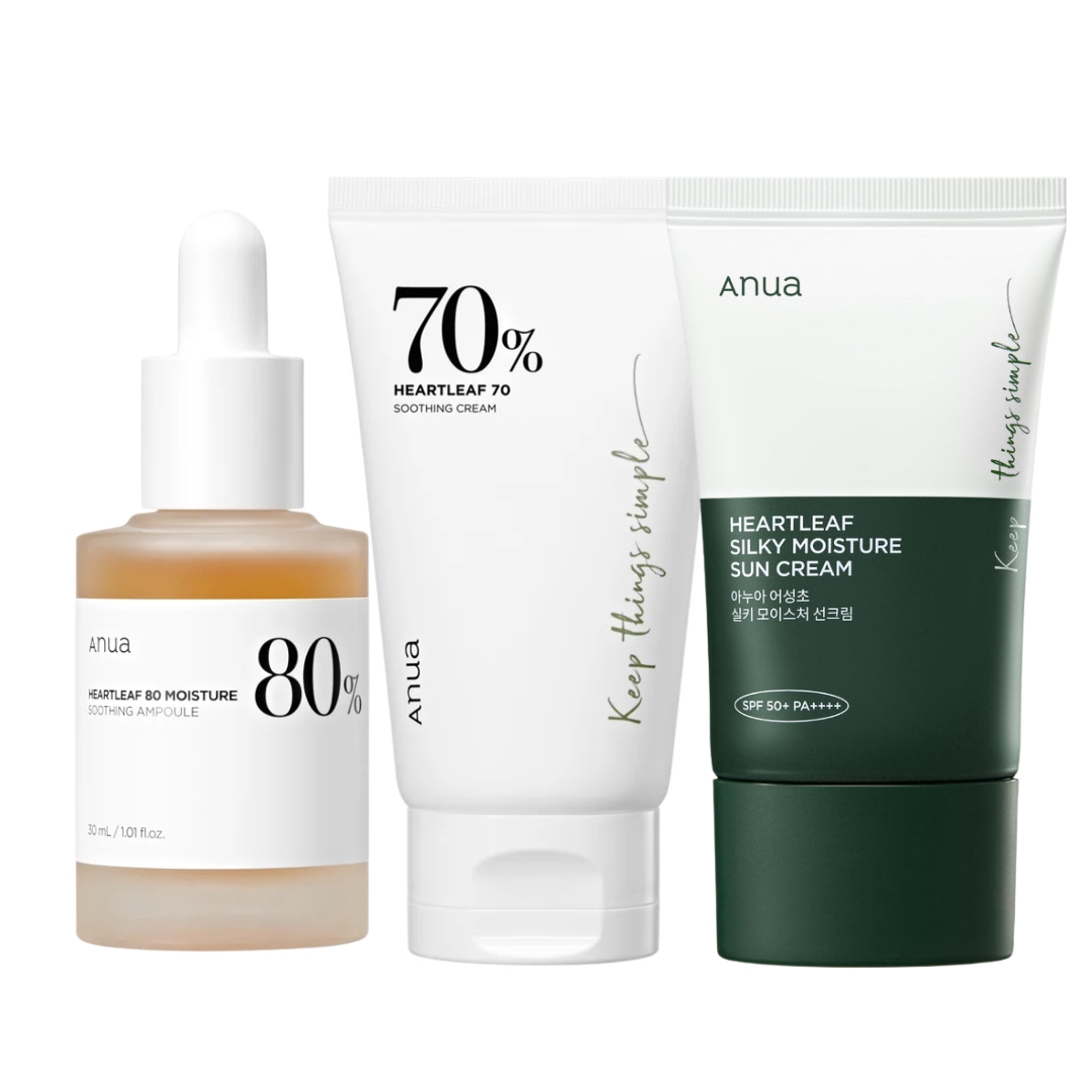 Heartleaf Ampoule + Soothing Cream + Sunscreen Trio