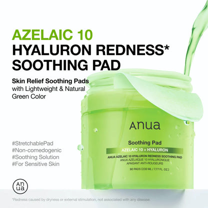 Anua Azelaic 10 Hyaluron Redness Soothing Pad 230Ml (90Ea)