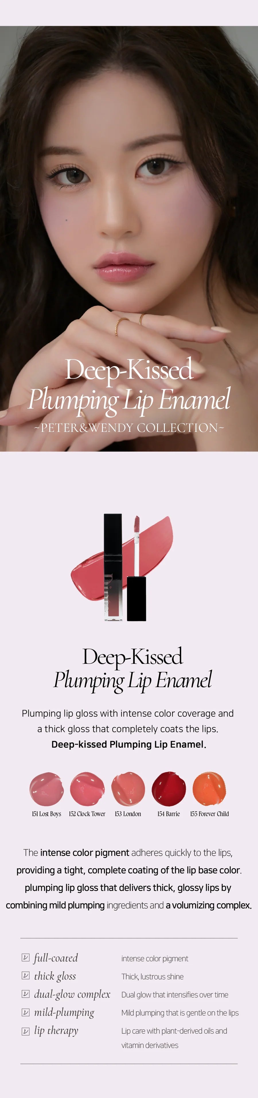 Dinto (Peter&Wendy Collection) Deep-Kissed Plumping Lip Enamel (5 Colors)
