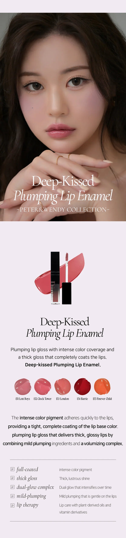 Dinto (Peter&Wendy Collection) Deep-Kissed Plumping Lip Enamel (5 Colors)